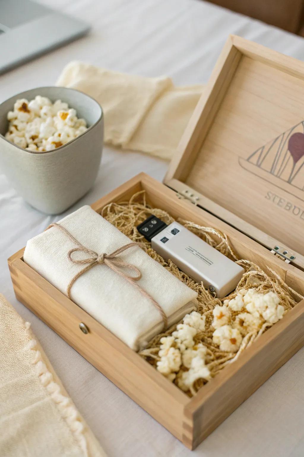 Craft the flawless themed present box for a cozy movie night in!