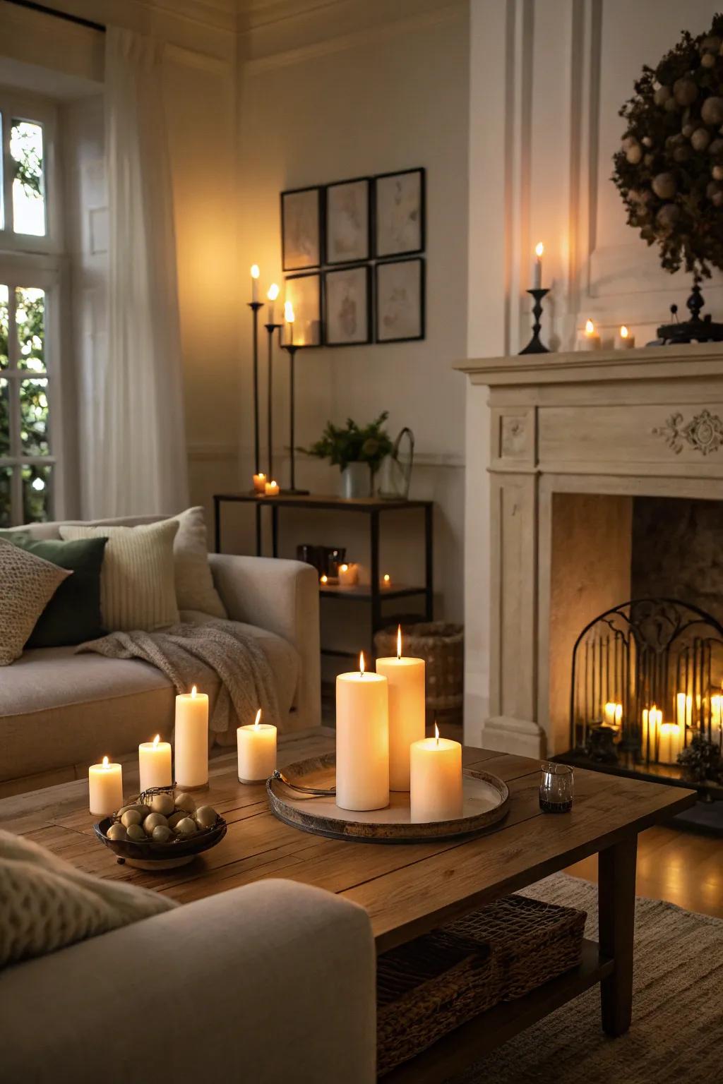 Waxlit ambiance impeccable for holiday evenings.