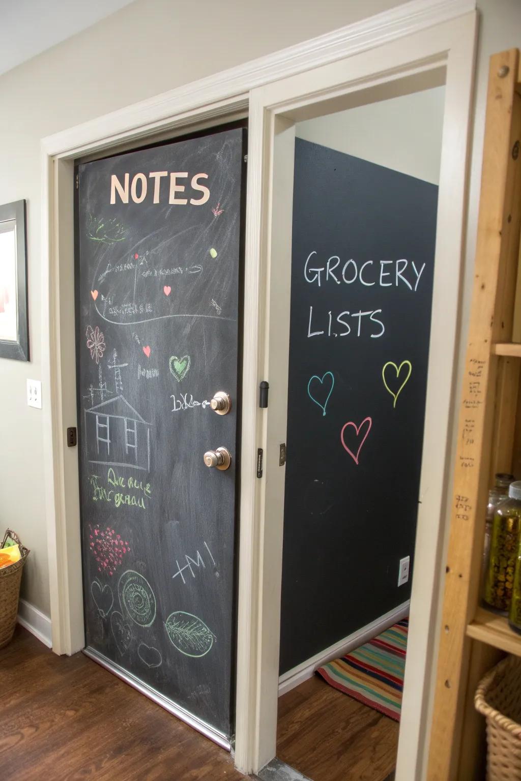 Chalkboard paint adds functionality and creativity.