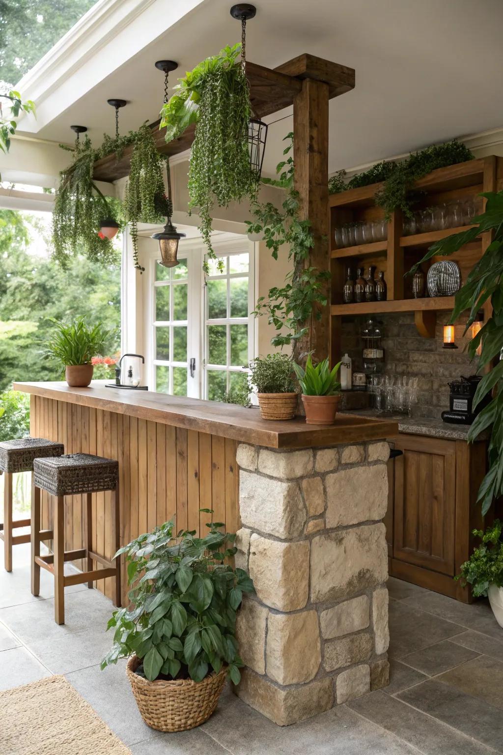 Natural-inspired details impart a refreshing touch to your bar.