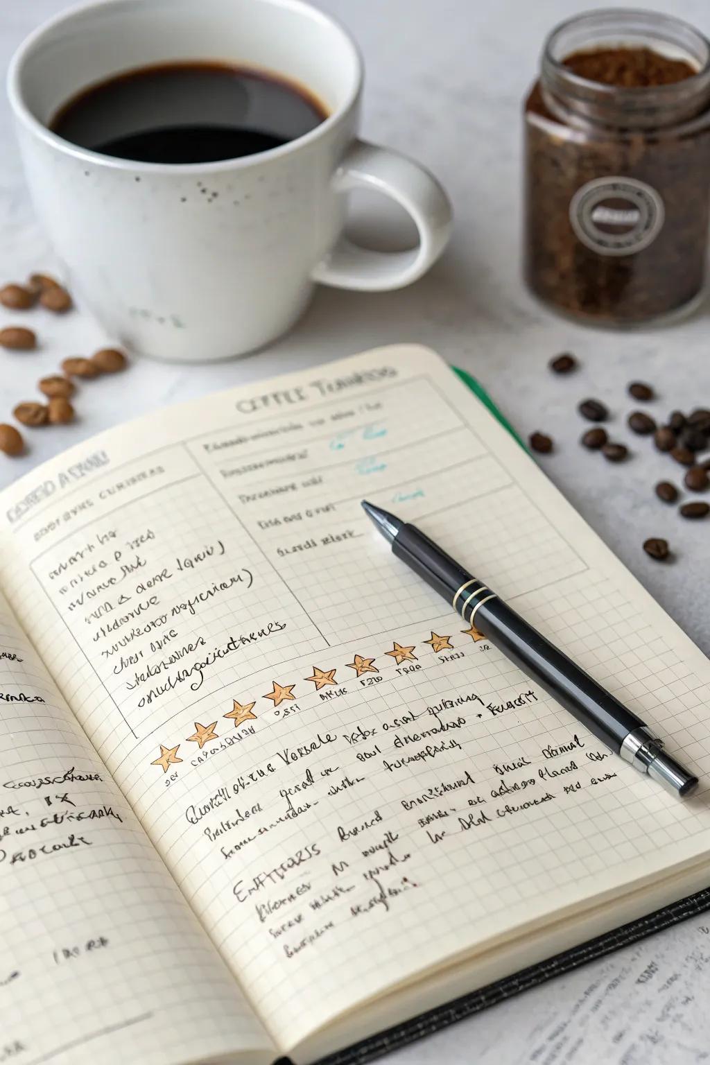 Document your coffee experiences with a tasting log.