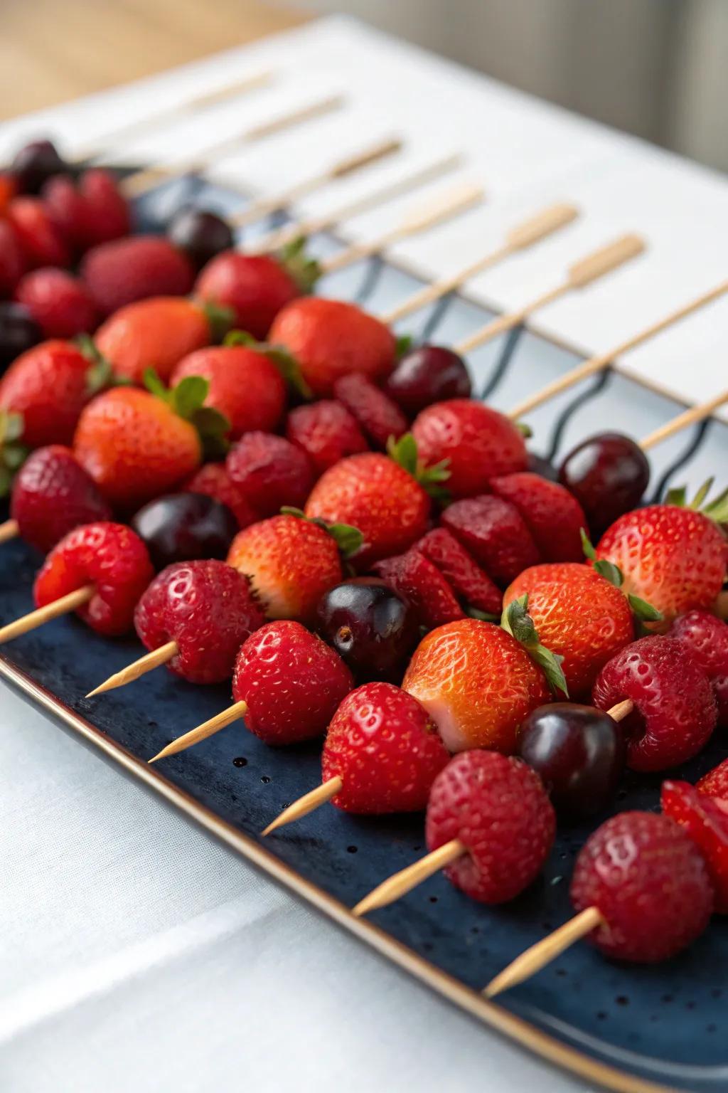 Vivid ruby-colored fruit appetizers offering a nutritious and colorful treat.