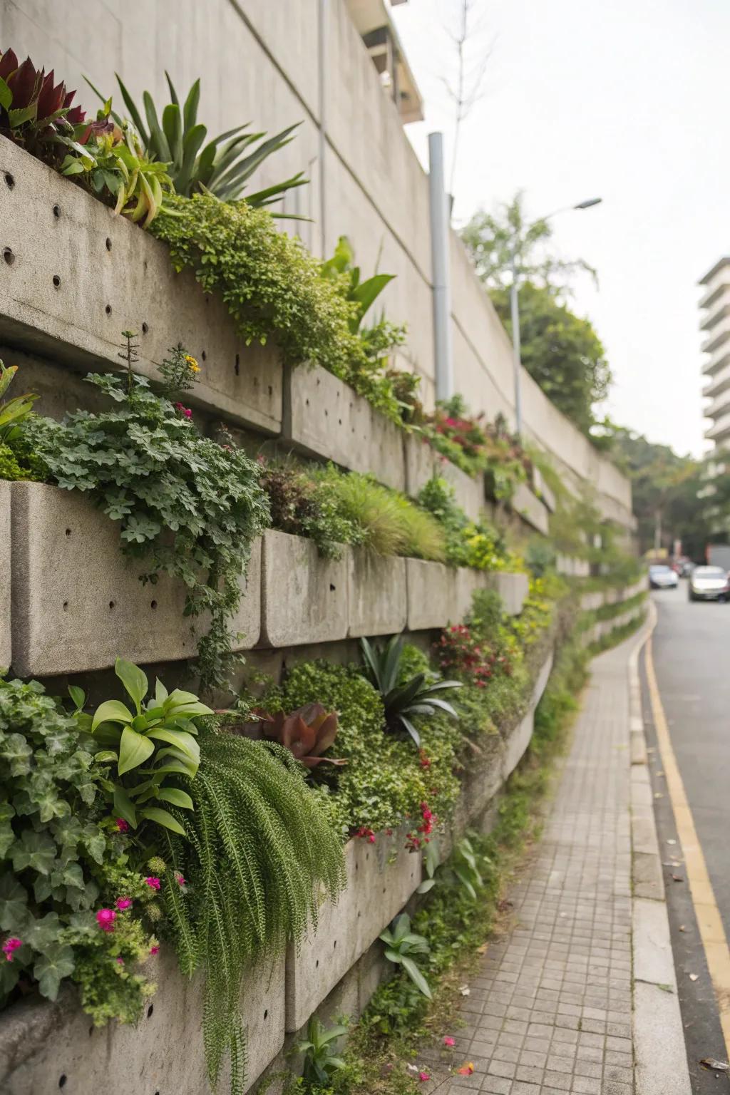 Upright garden structures maximize space and greenery.