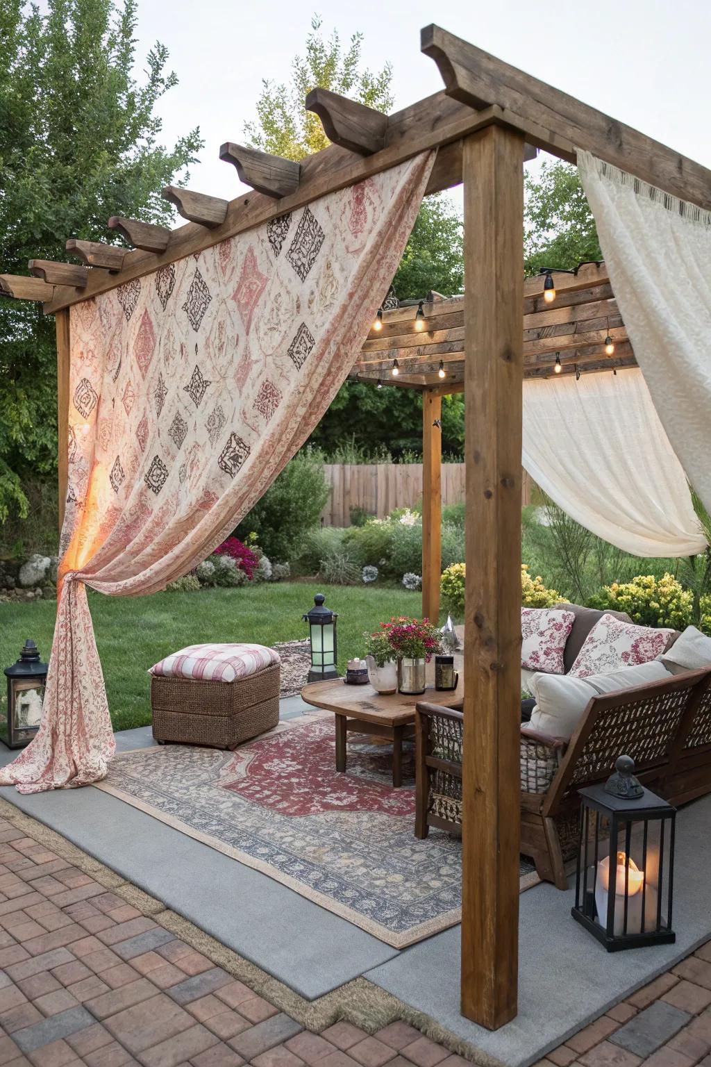 Do-it-yourself canopies provide shade and personal flair.