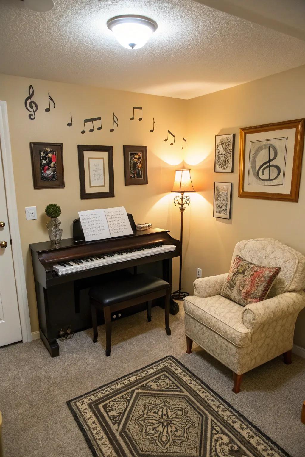 A cozy space will encourage the music.