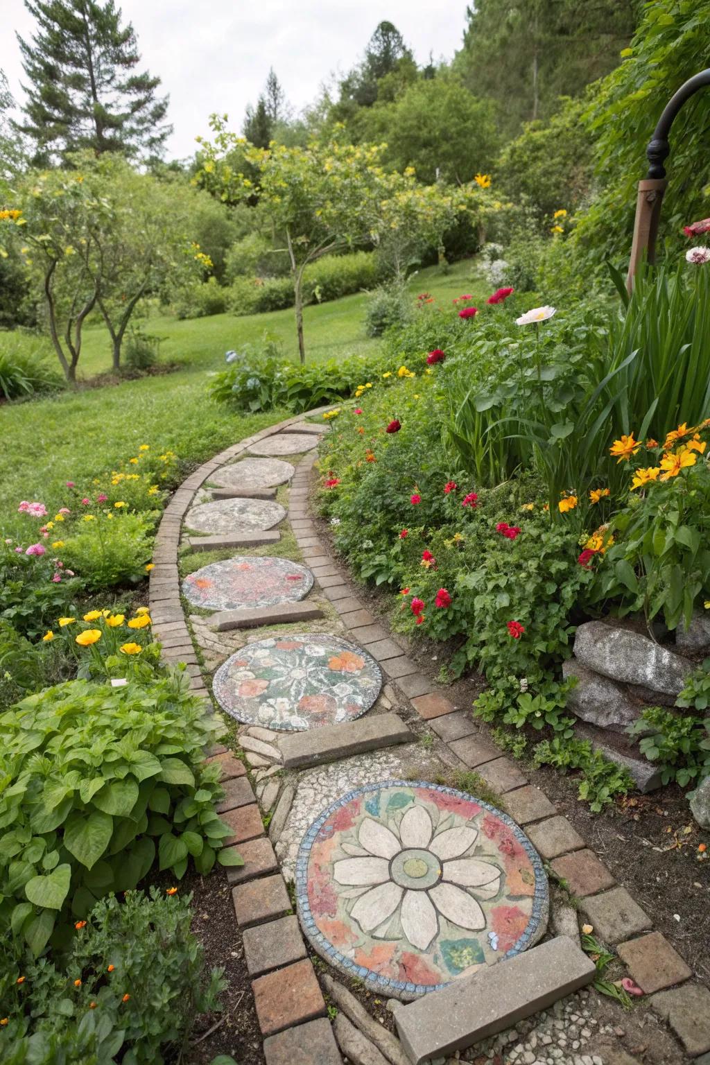 Ornamental stepping stones include whimsy and function to garden walkways.
