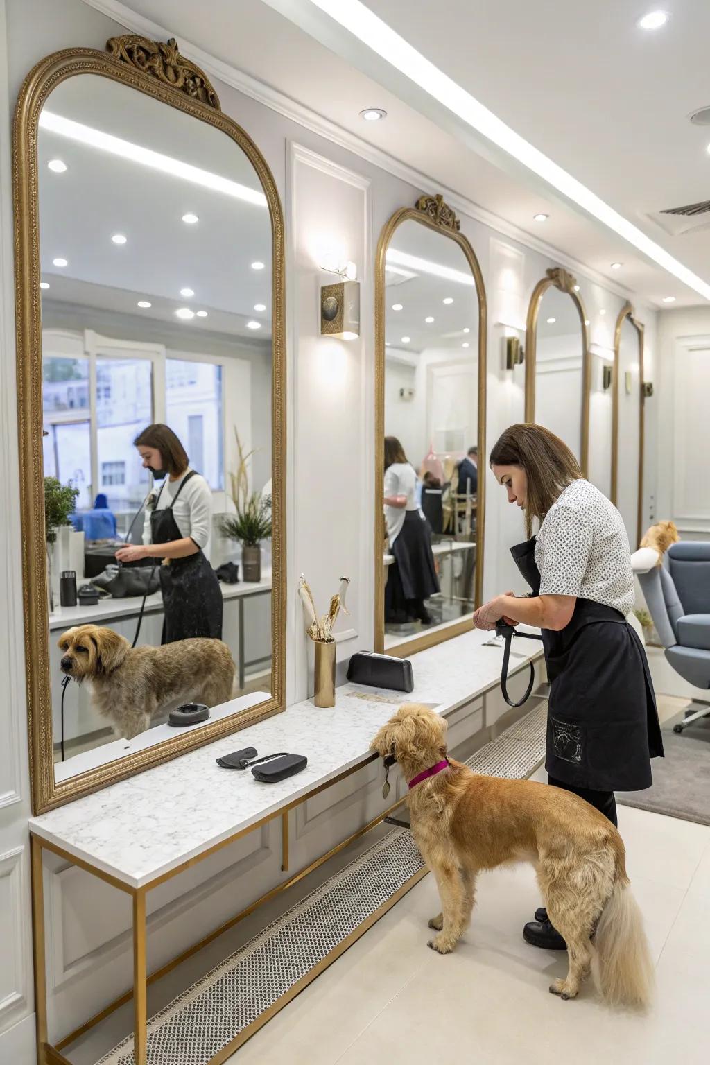 Reflectors for a spacious and elegant salon sensation.