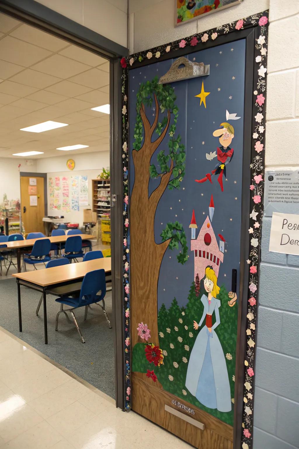 A fairy tale-themed doorway transporting pupils to wondrous realms.