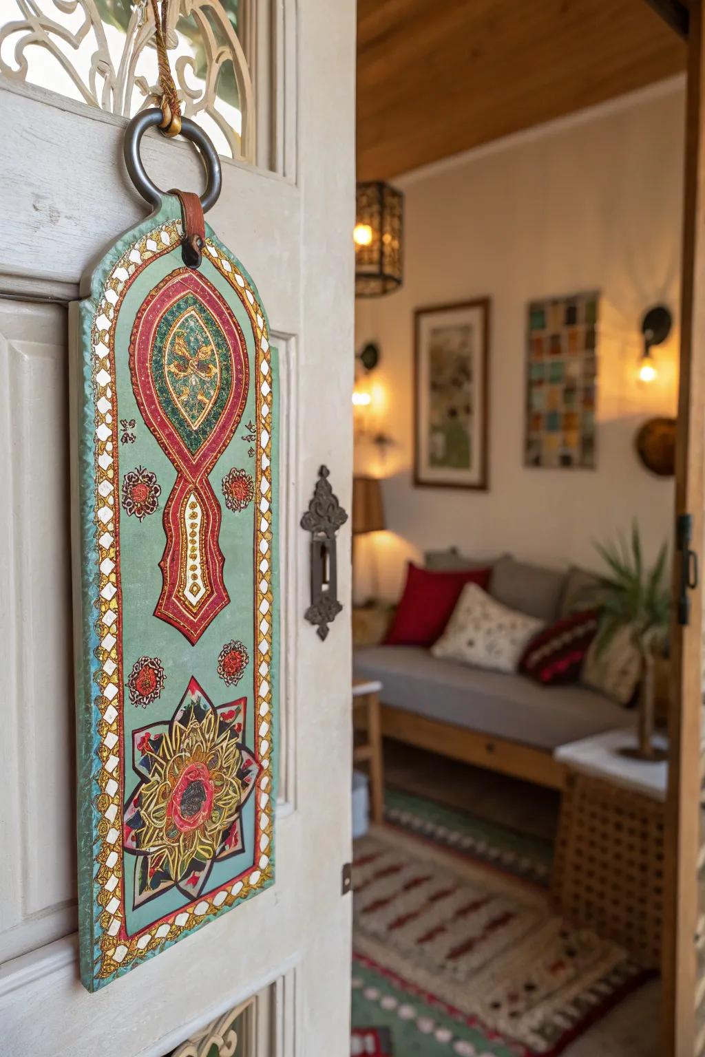 Convey global flair to your decor with a culturally inspired door decoration.