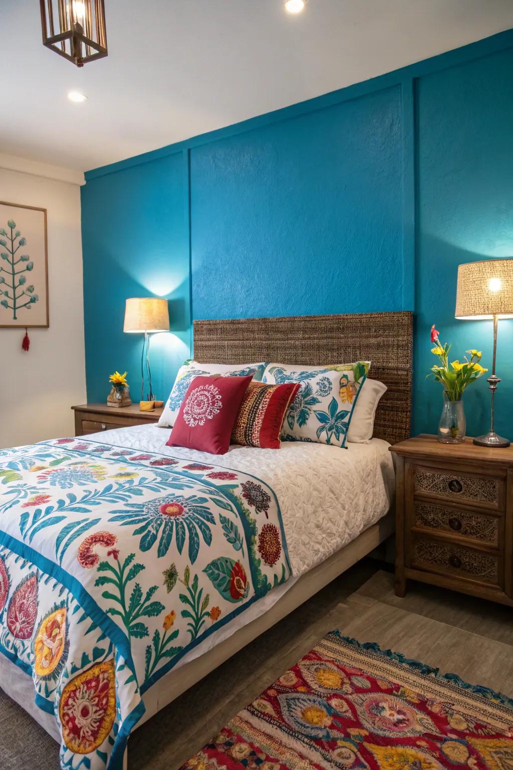 Bold colors inject personality and energy into your bedroom.
