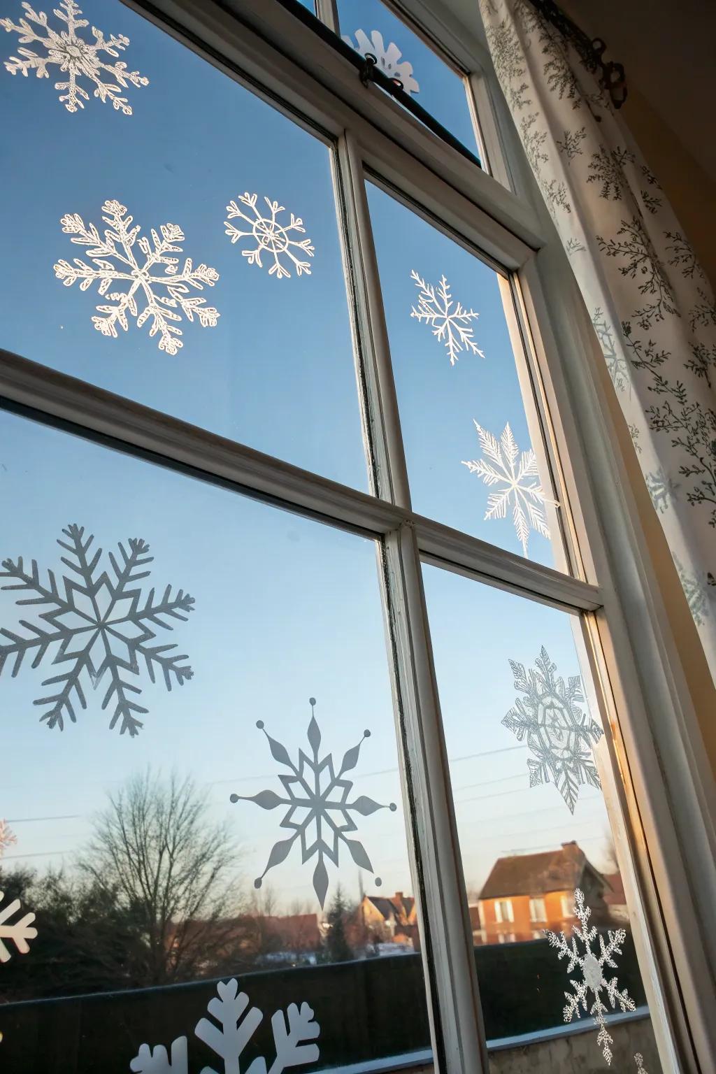Delicate flakes crafting a peaceful winter scene