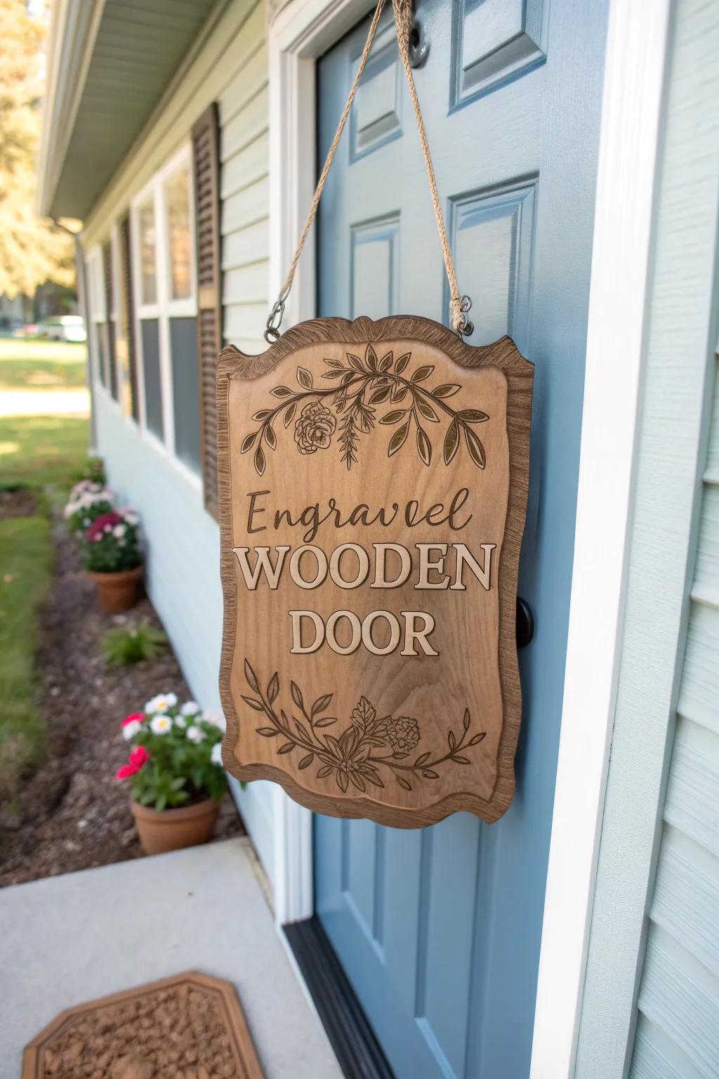 An etched entryway marker offers a warm welcome and personal touch to your home.