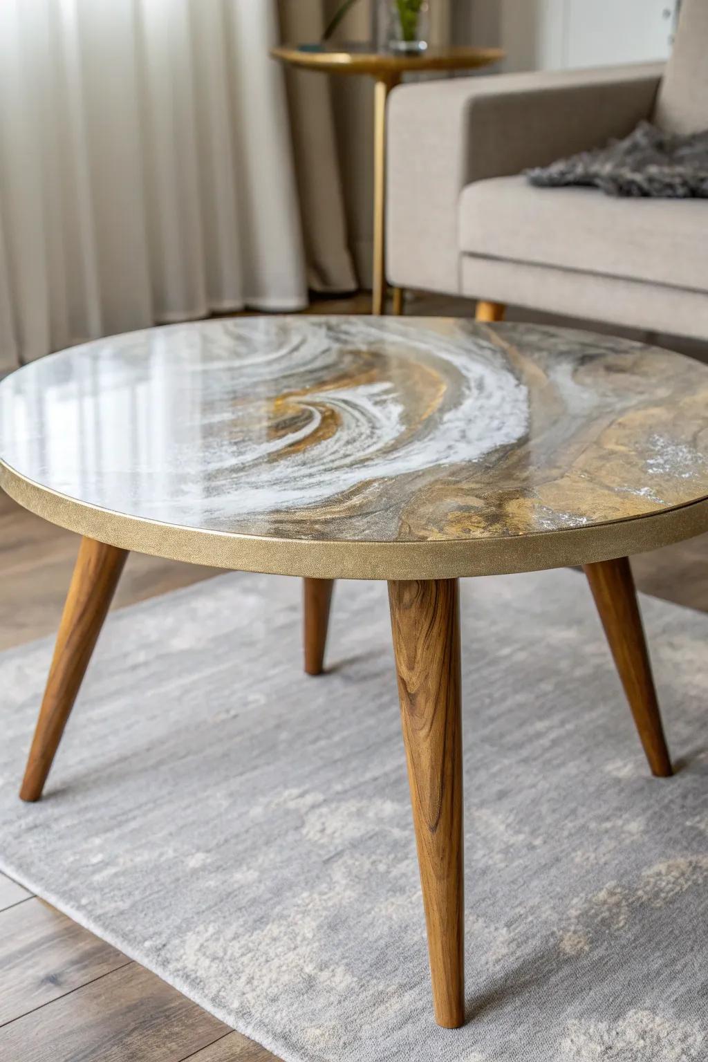 Elevate your living chamber incorporating this sensational metallic epoxy resin coffee table—wherein elegance encounters straightforwardness.