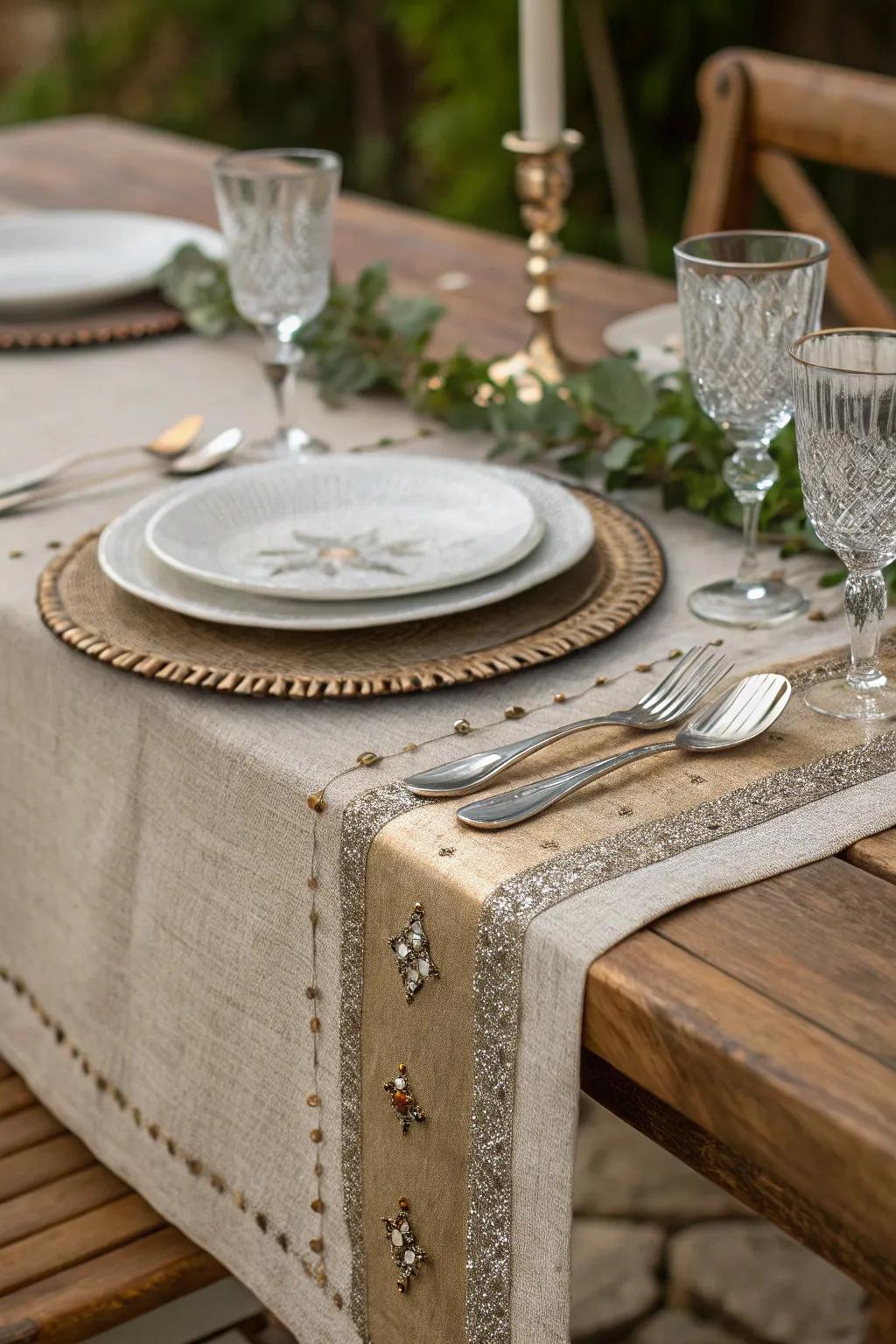 Metallic accents add a touch of glam.