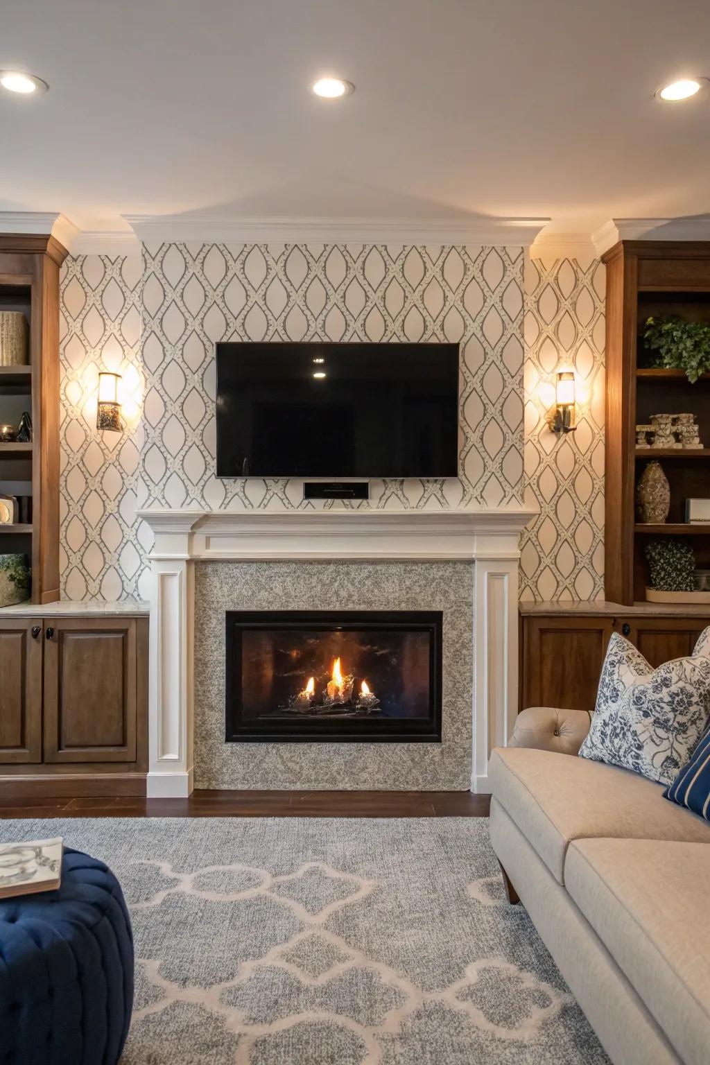 Make a declaration using textured wall covering that enriches depth and character. #WallpaperWonder #BoldDesign 🌟