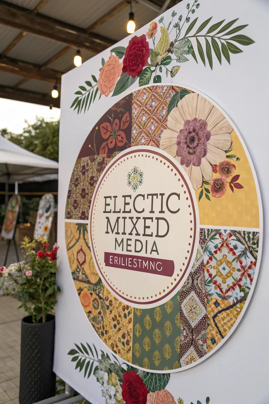 Eclectic mixed media designs a unique artistic flair.