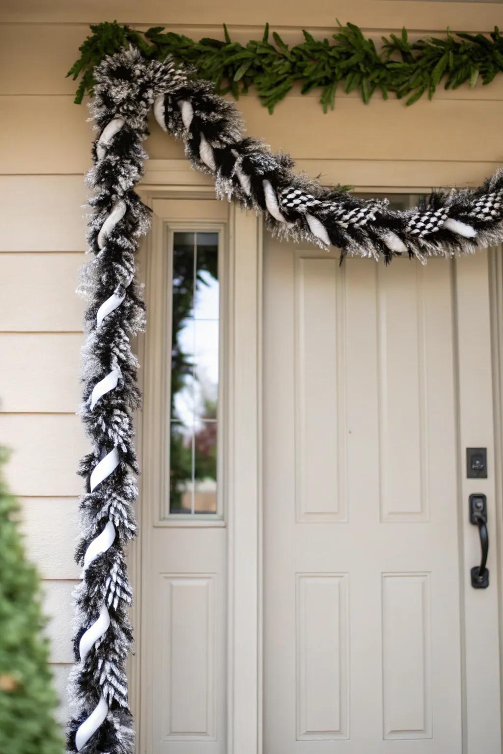 With a dark and light garland, make a bold statement.