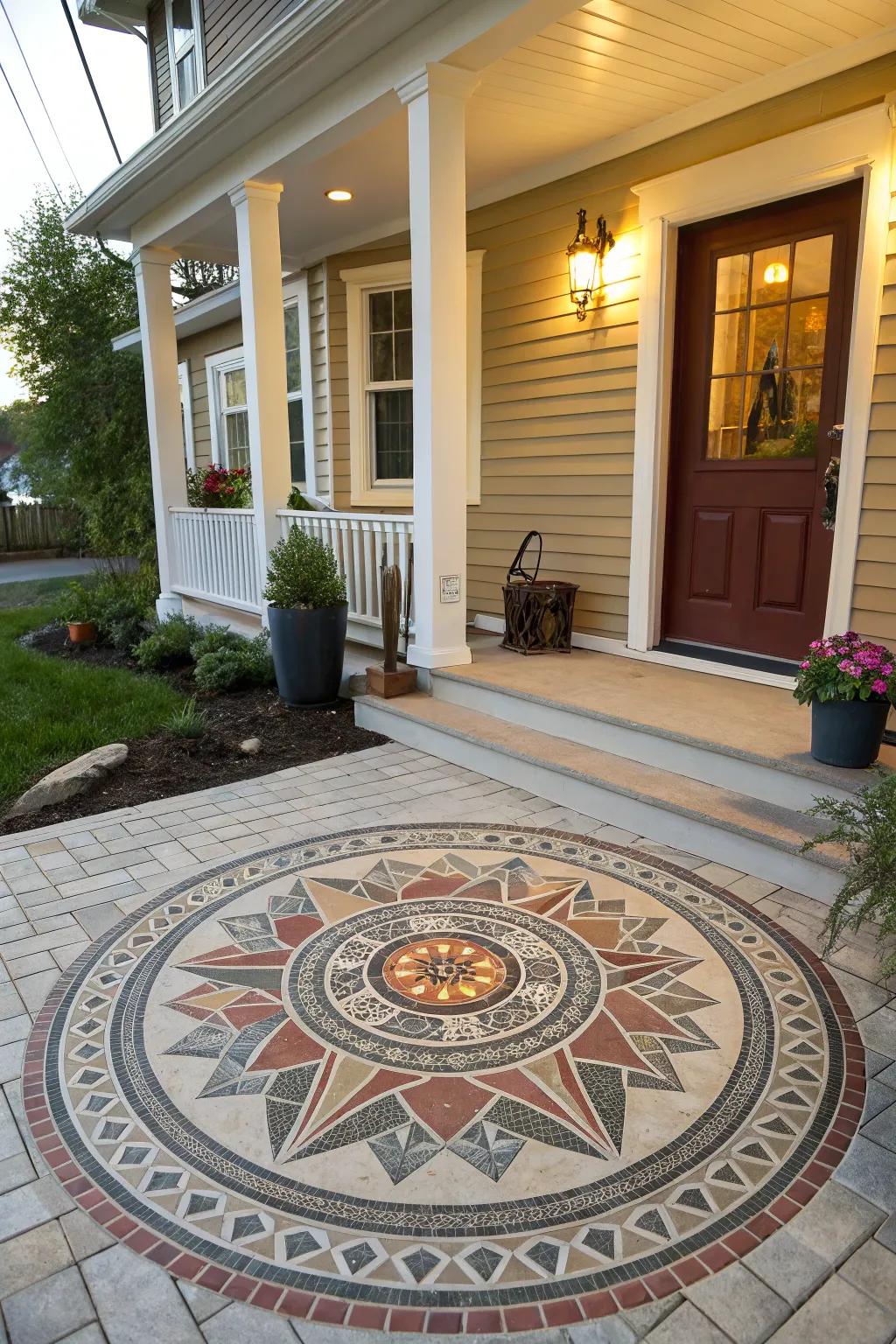 A patterned medallion turns your porch into a work of art.