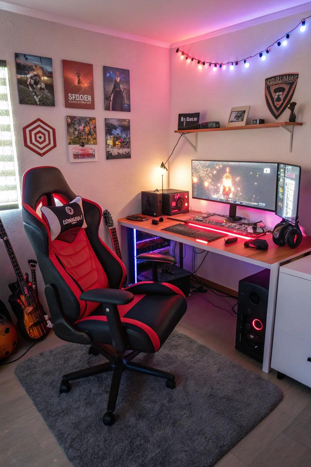 Gaming-inspired furniture completes the setup.