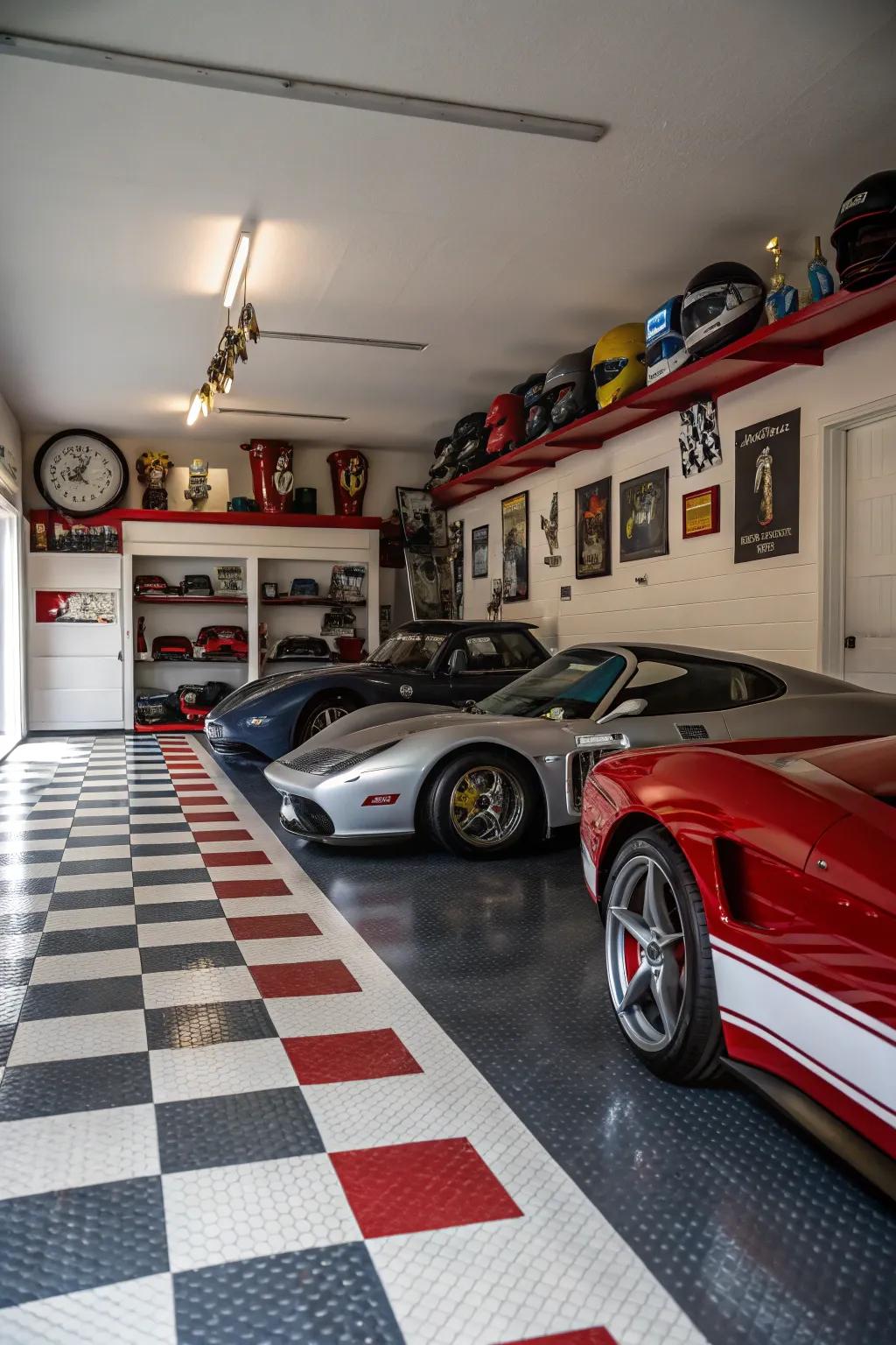 Infuse sporty energy with racing stripe tiles.