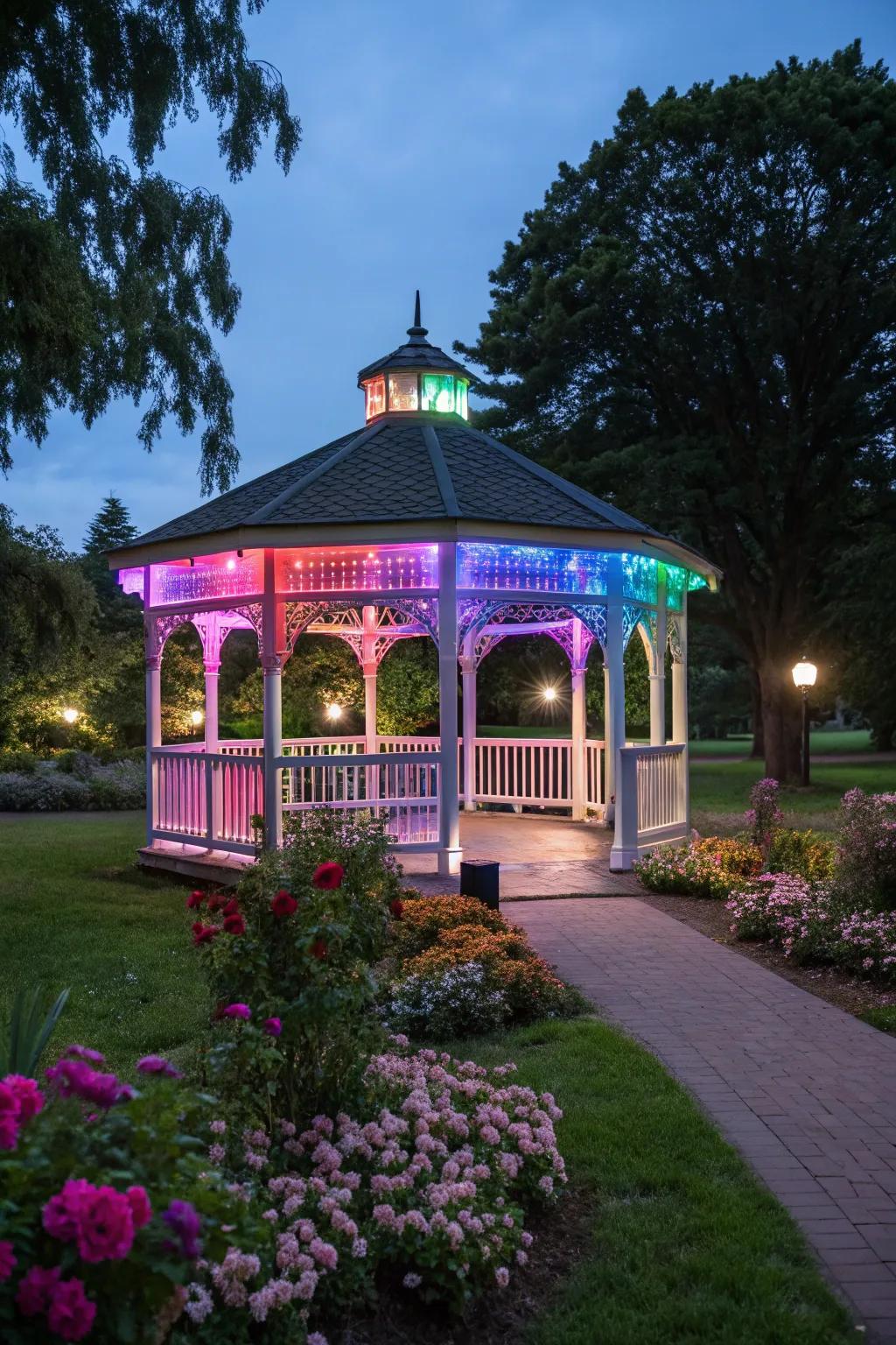 Hue-altering lights delivering adaptable atmosphere options.