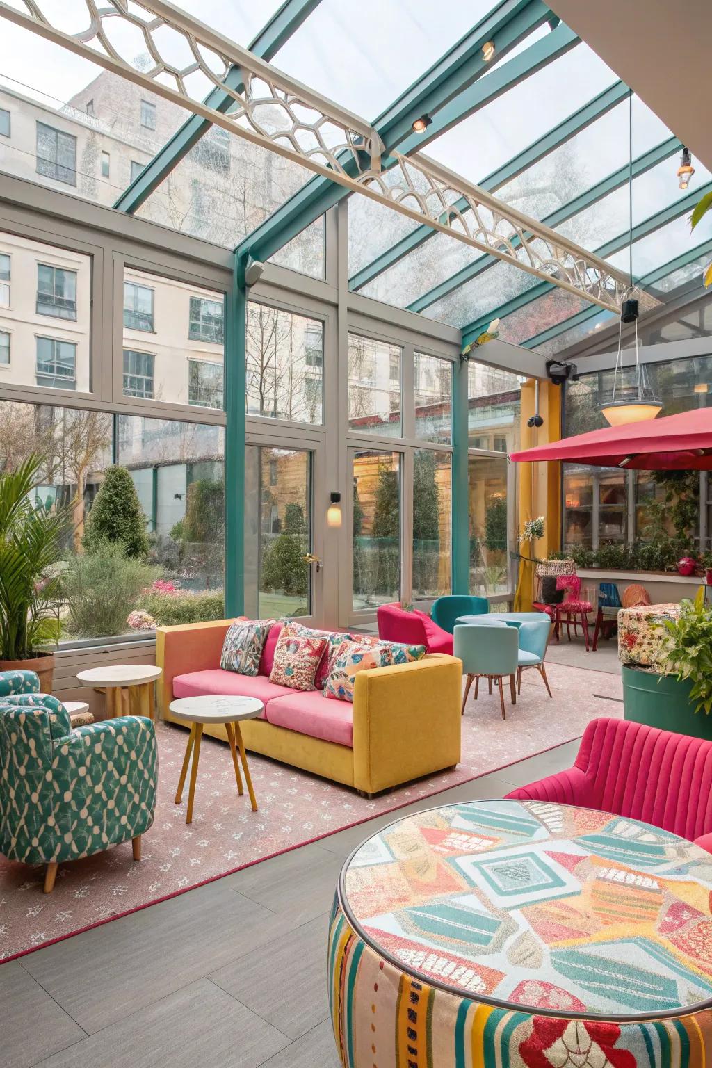 An vibrant and inviting lounge area perfect for gatherings.