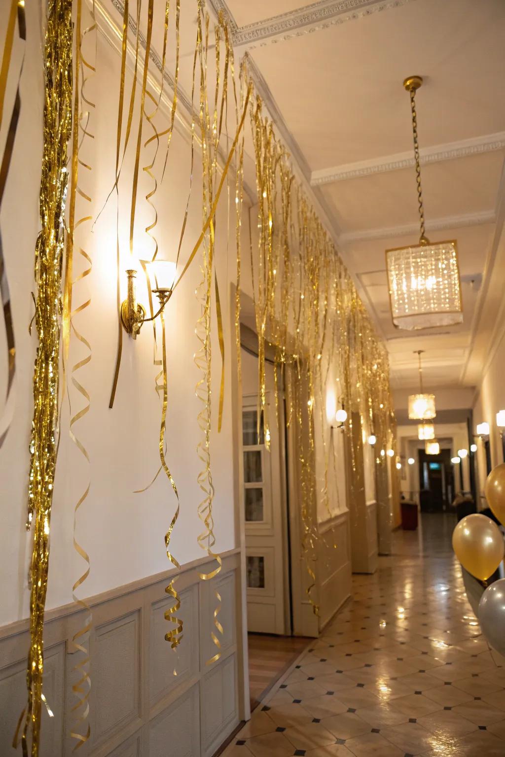 Golden foil banners introduce a striking flair to your party.