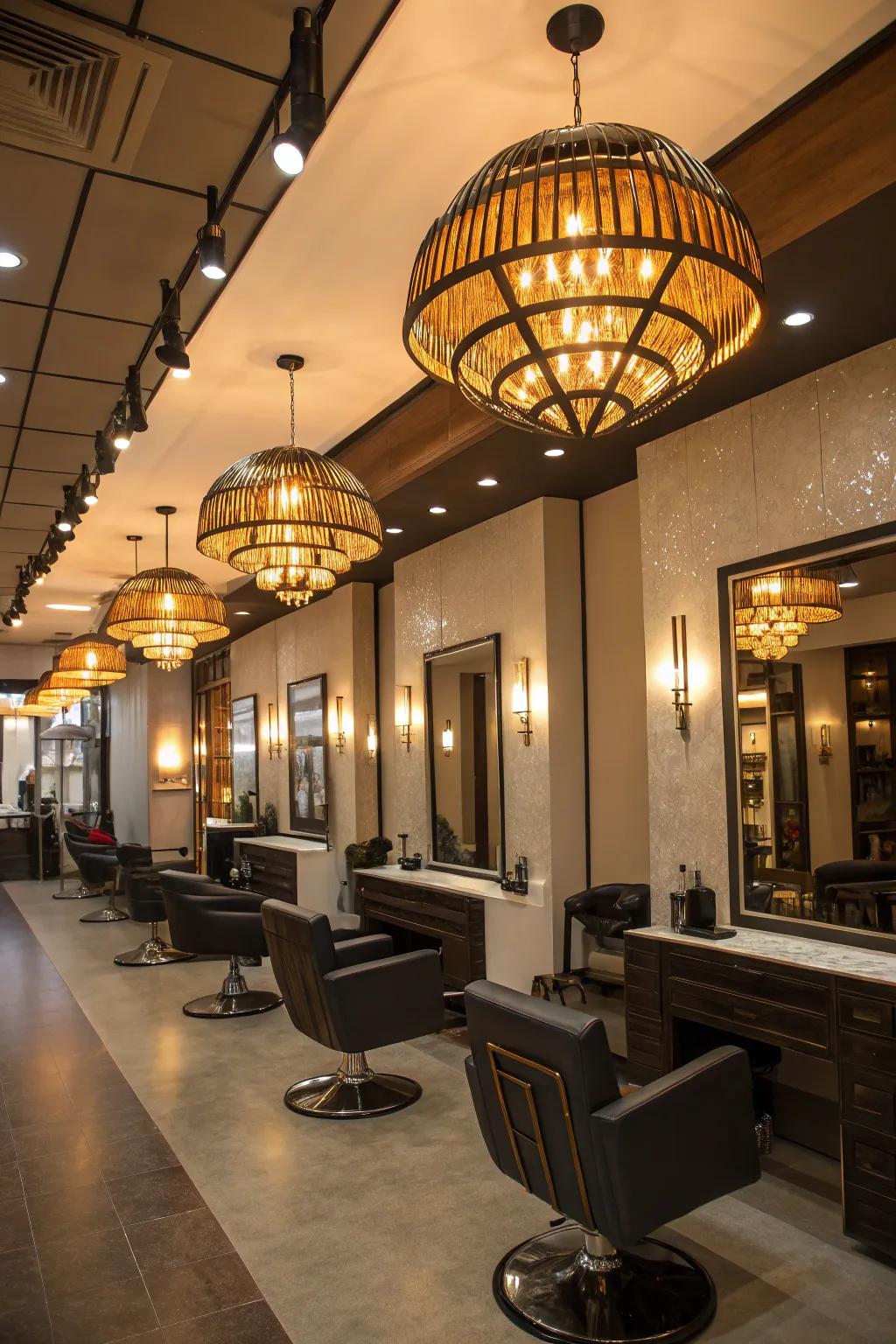 Statement lamps bring both style and warmth to your salon.