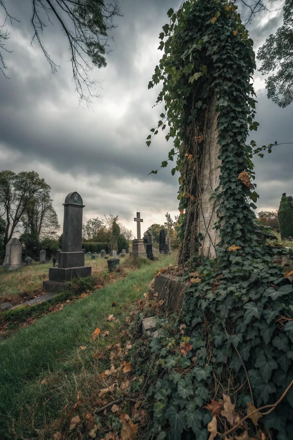 Tendrils and hedera furnish your graveyard an aged, enigmatic appearance.
