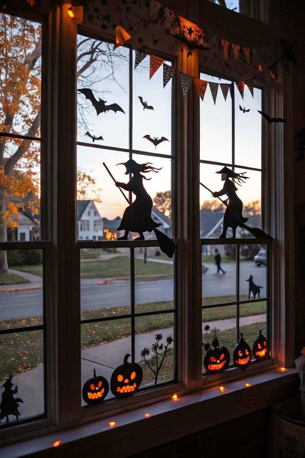 Sorceress outlines offer a classic Halloween touch.