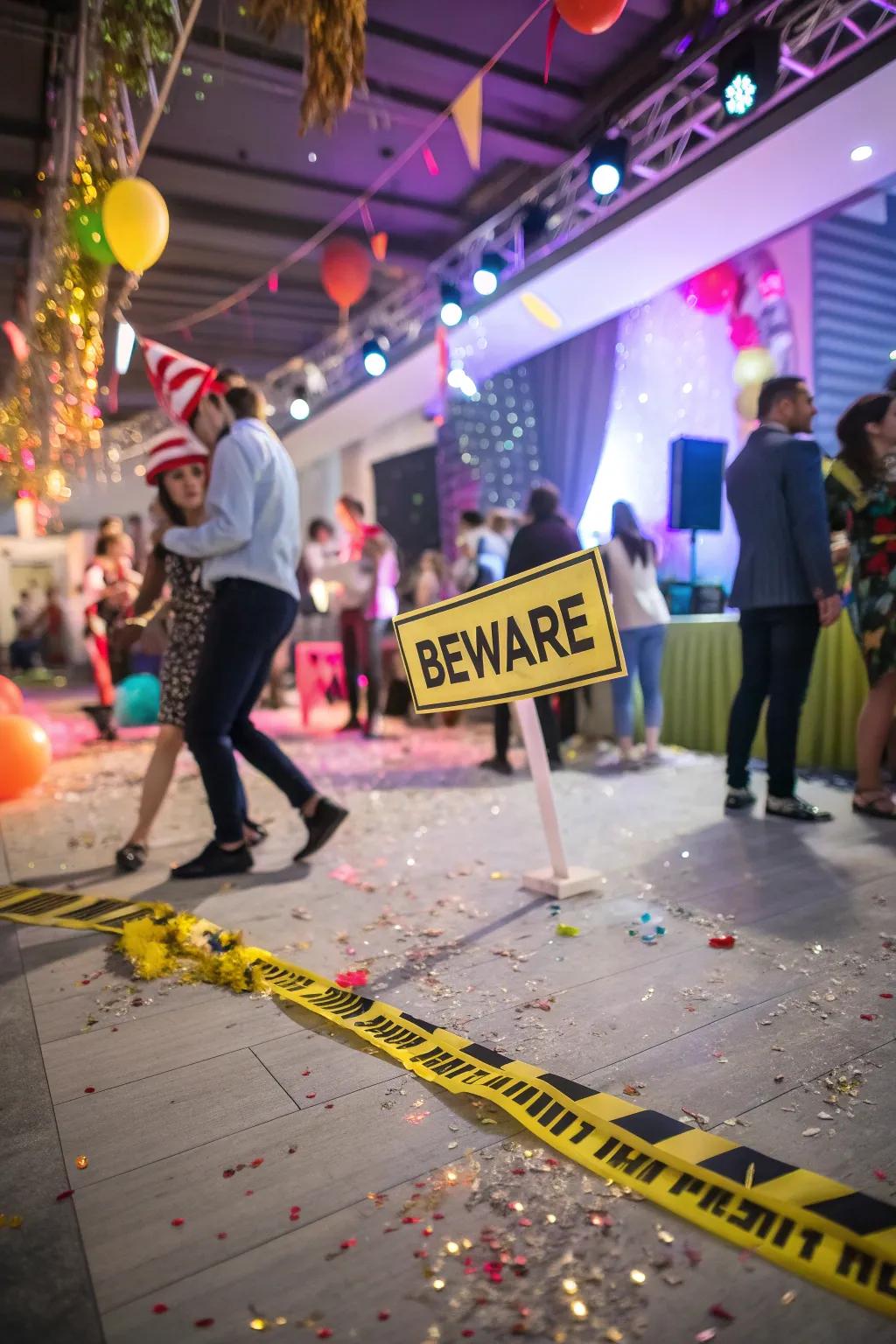 'Admonition' placards direct attendees across a haunted configuration