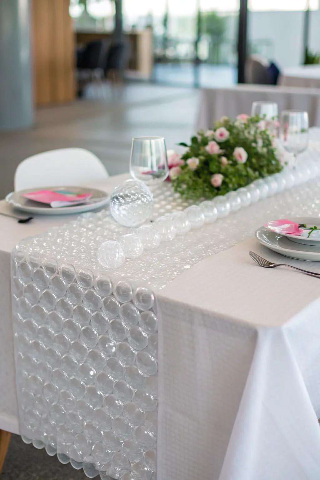Bubble wrap adds a unique and unexpected textural element.