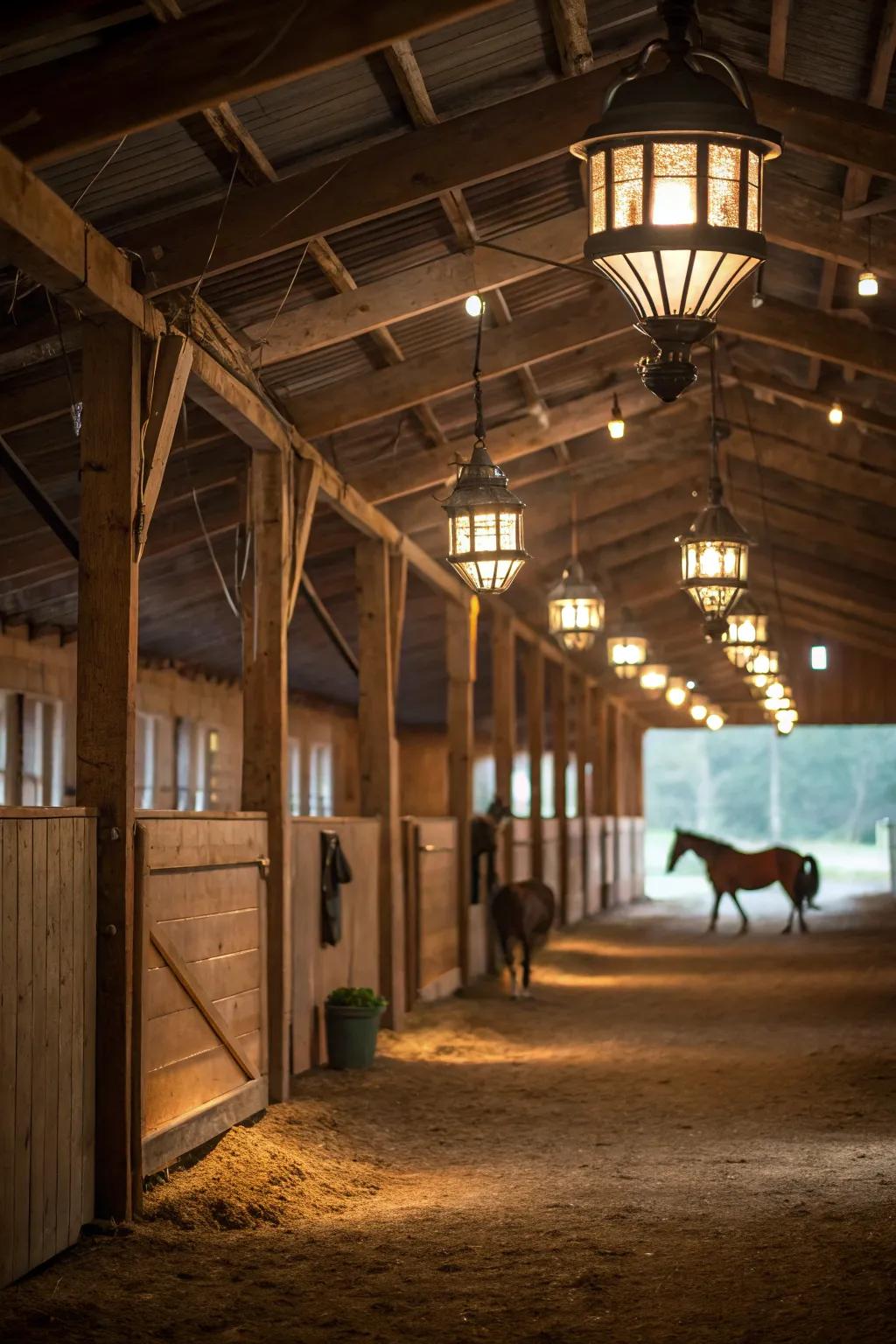 Light model lights add vintage charm to the stable.