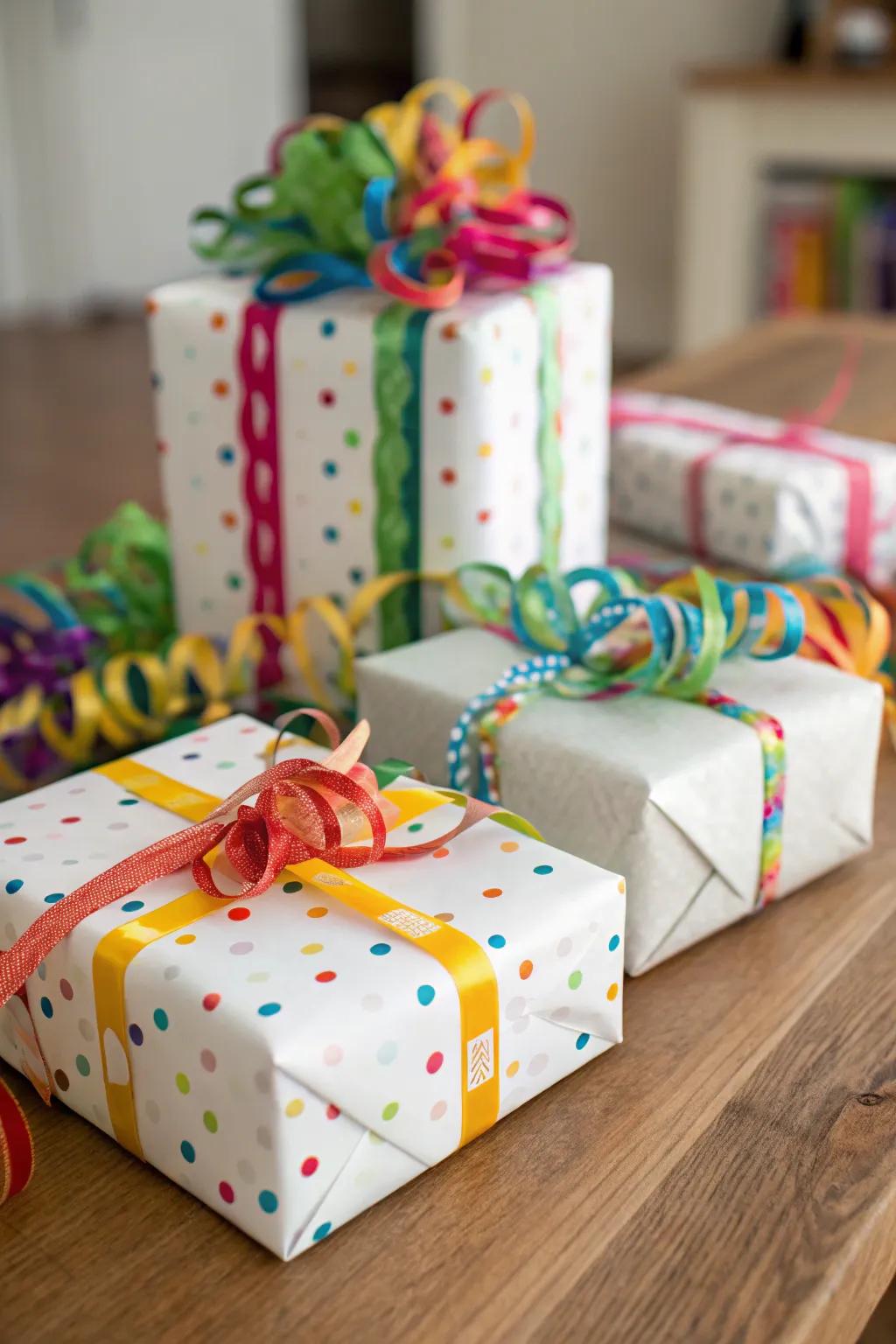 Render gifts exceptional using ribbon wrapping.