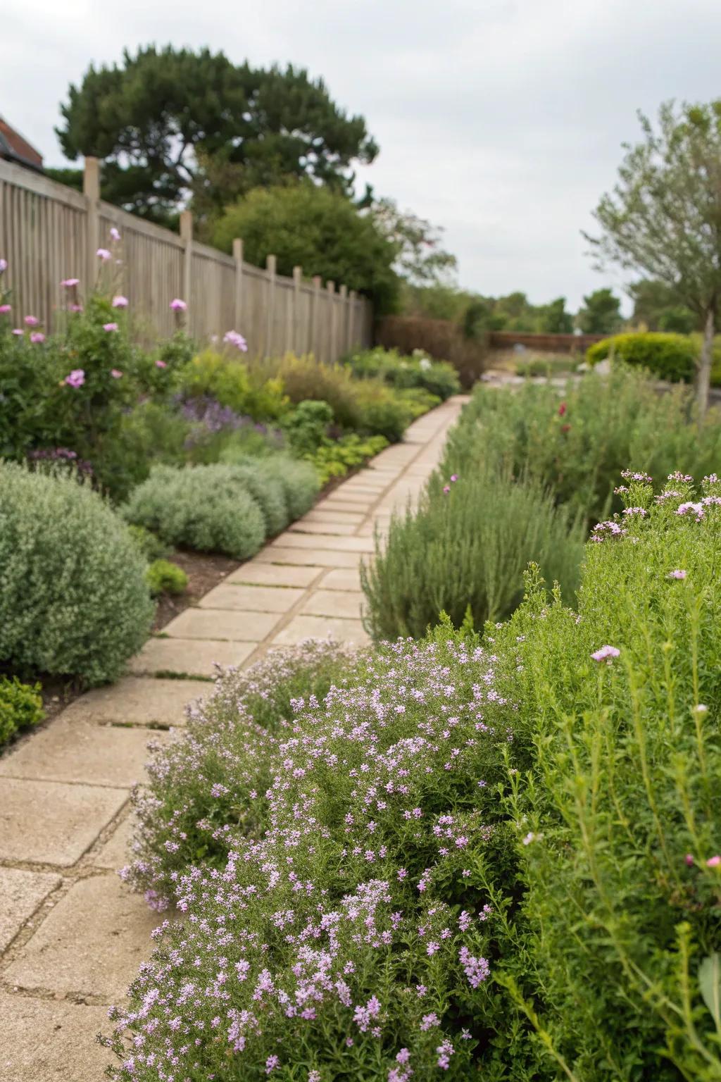 Herb pathways permeate your garden with delightful fragrances.
