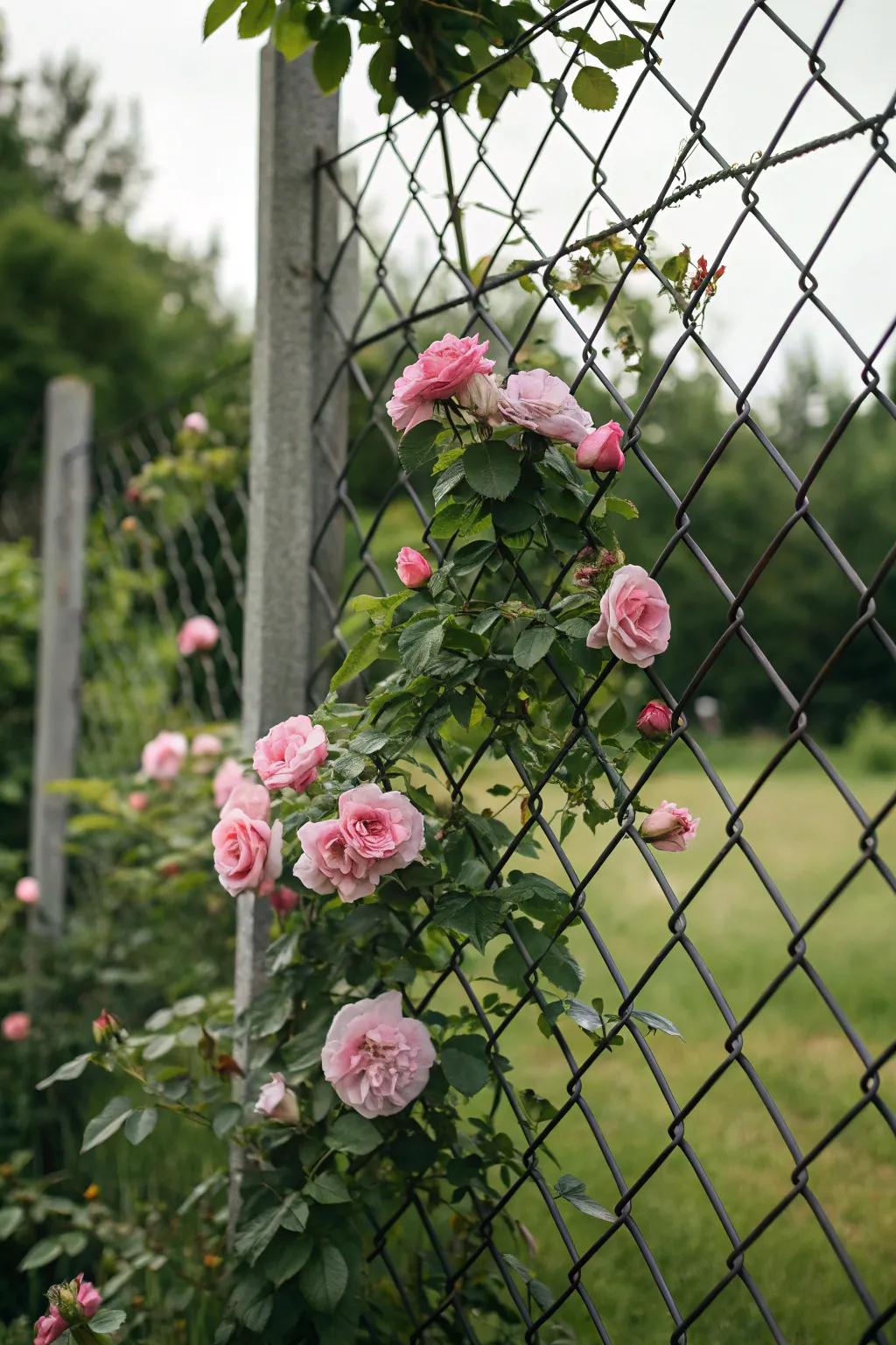 Espalier alongside roses integrates sentiment and fragrance into solitude.