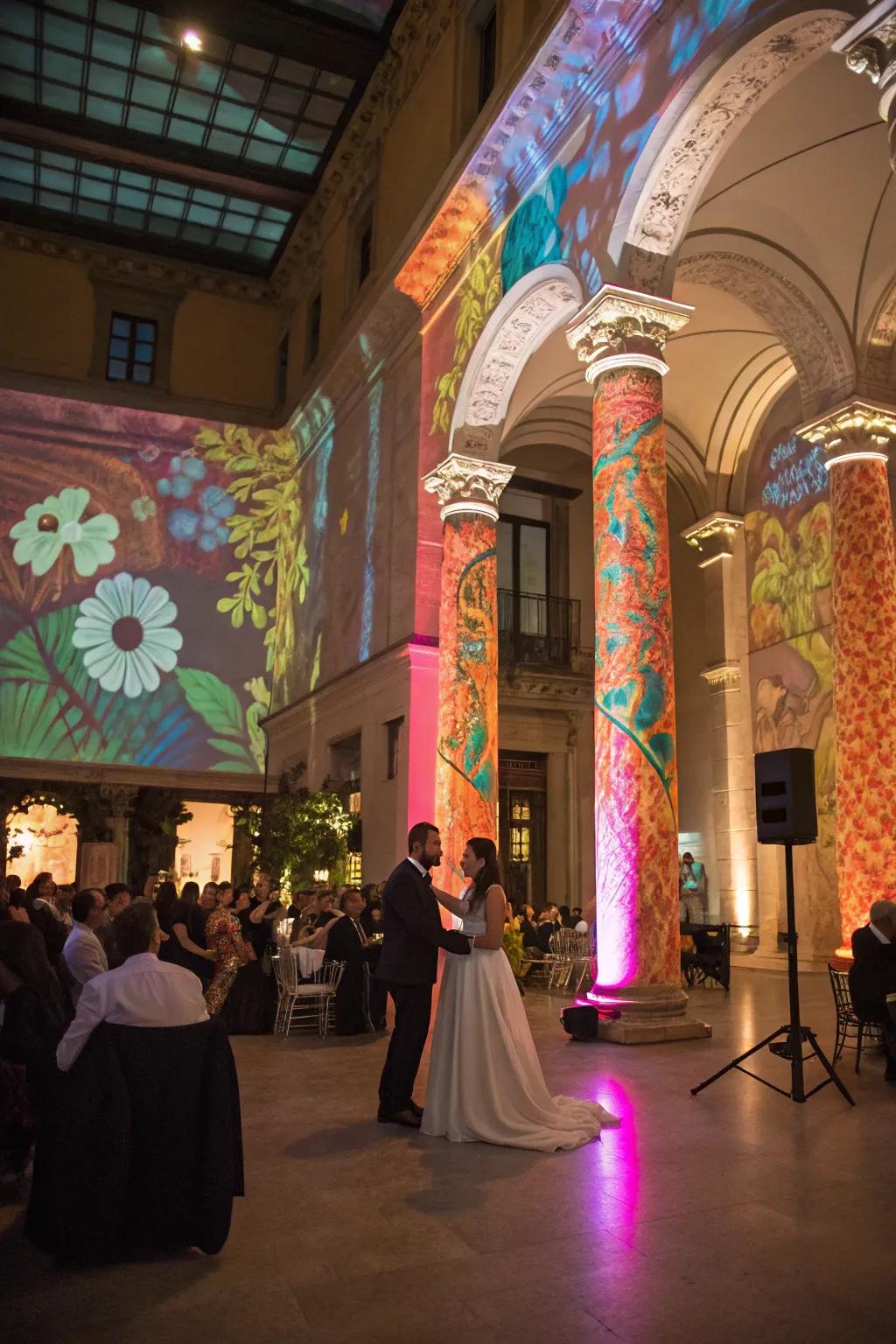 Projection mapping emphasizes the venue's architecture.