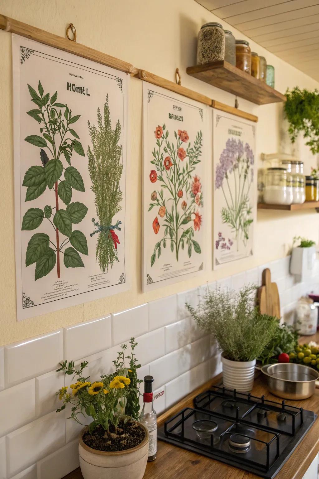 Vegetation posters to add a fresh and organic vibe to your kitchen.