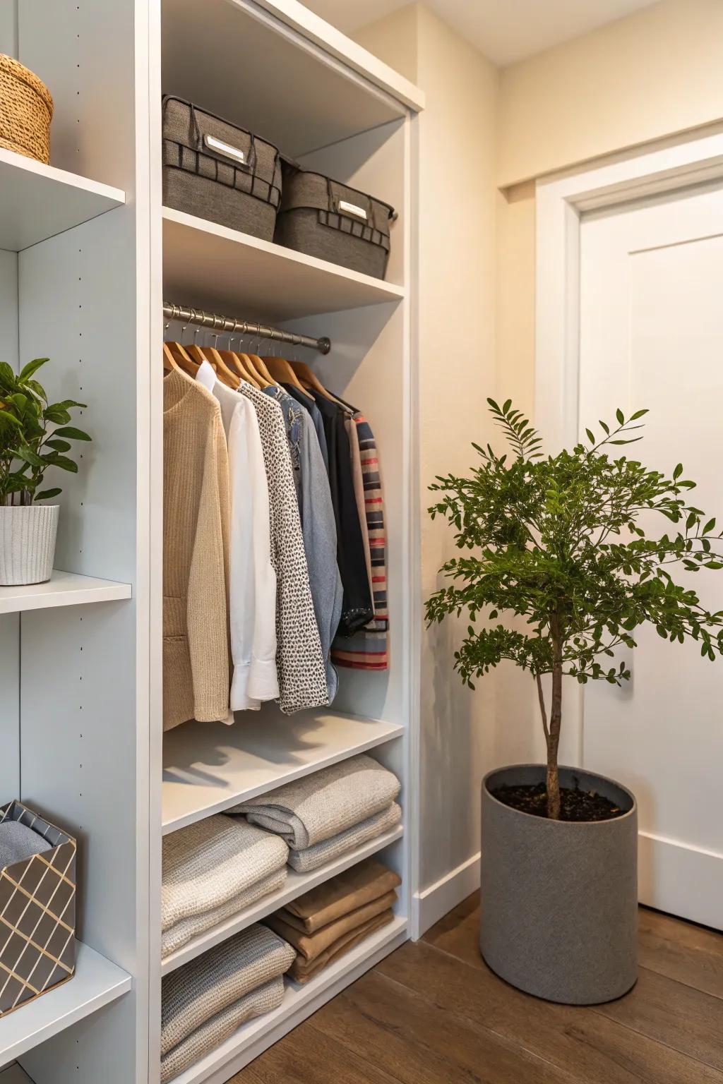 Greenery adds freshness and tranquility to your closet space.