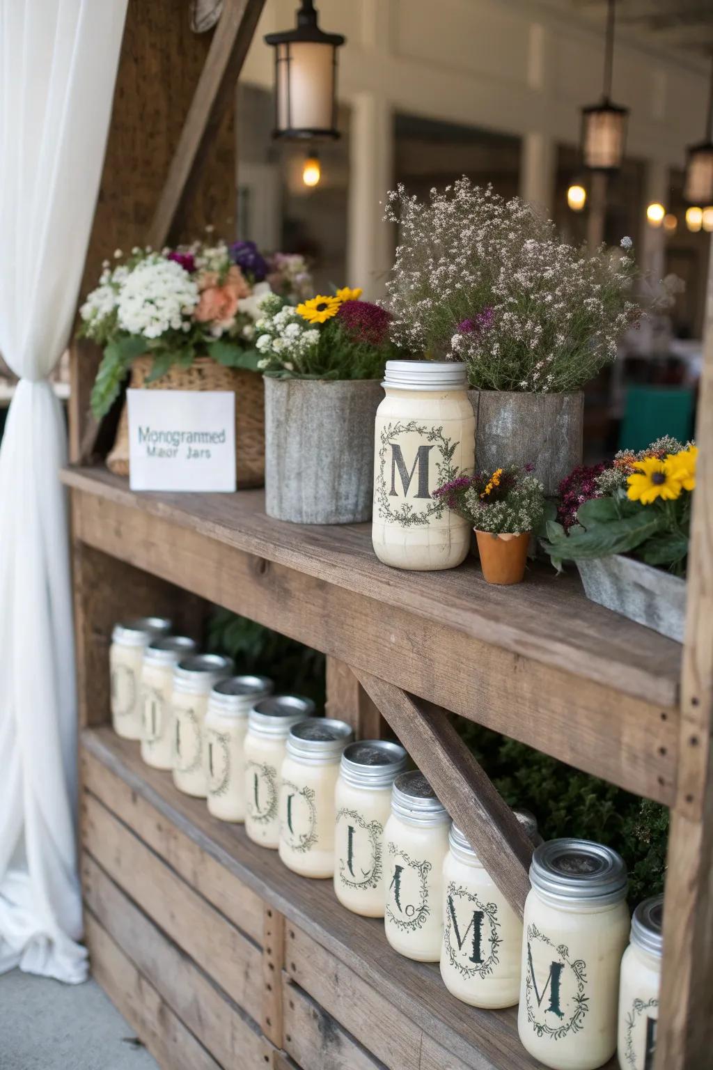 Personalize your design with vintage marked preserving jars.