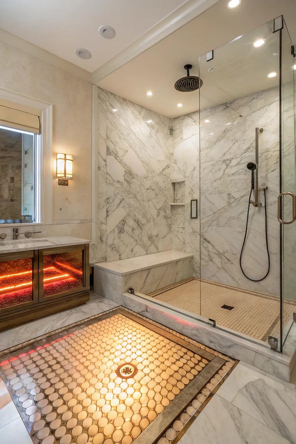 Heated floors offer comfort and luxury in your shower space.