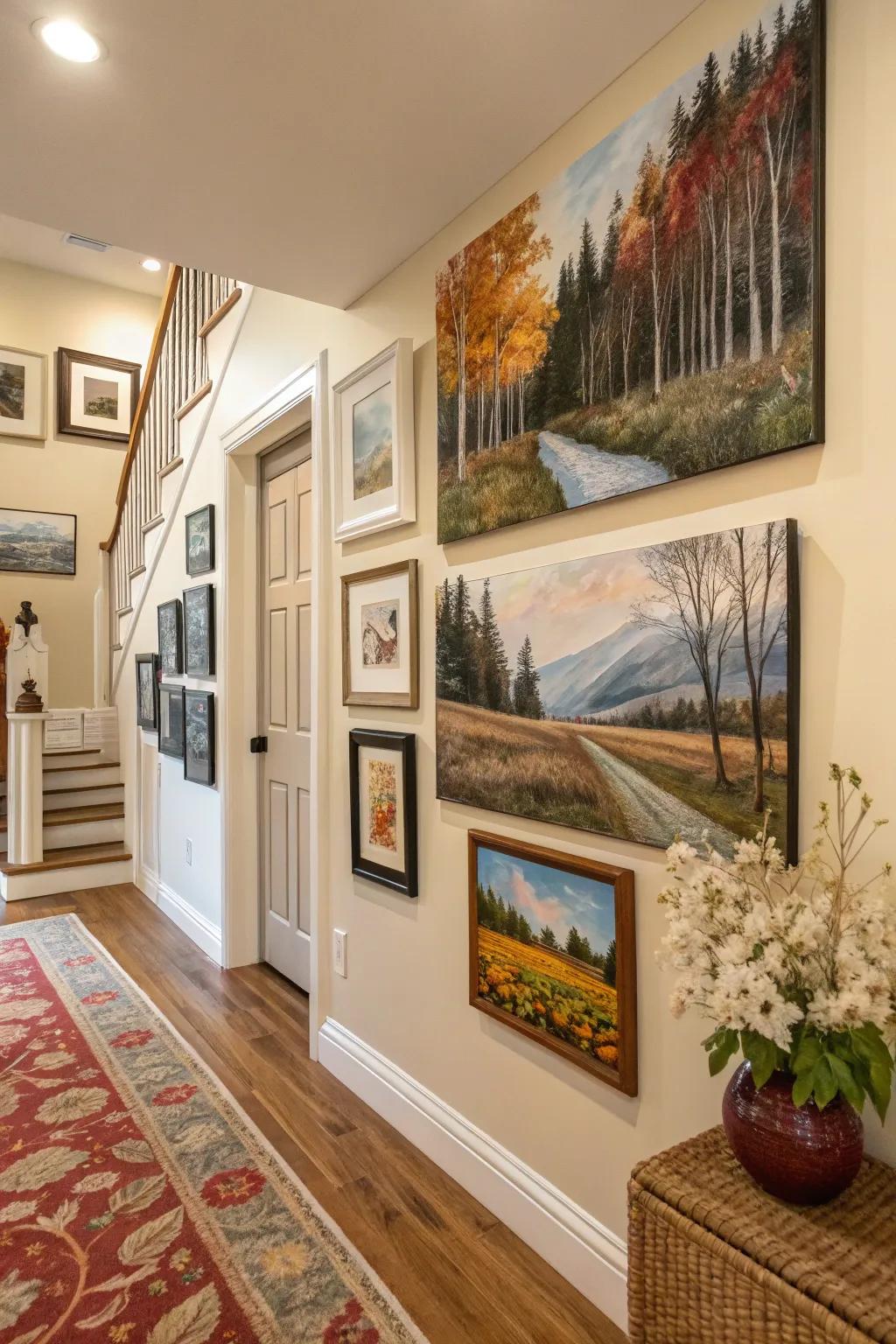 Seasonal changes help keep the gallery wall fresh and appealing.