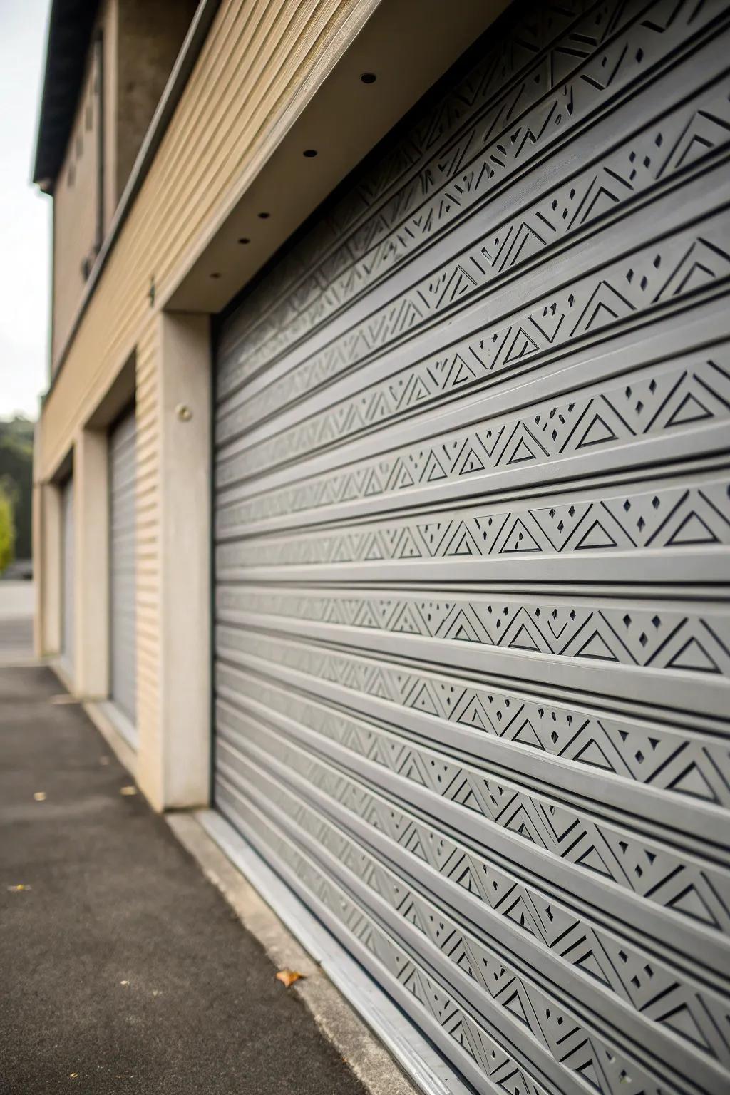 Repeating patterns establish harmony in garage door designs.