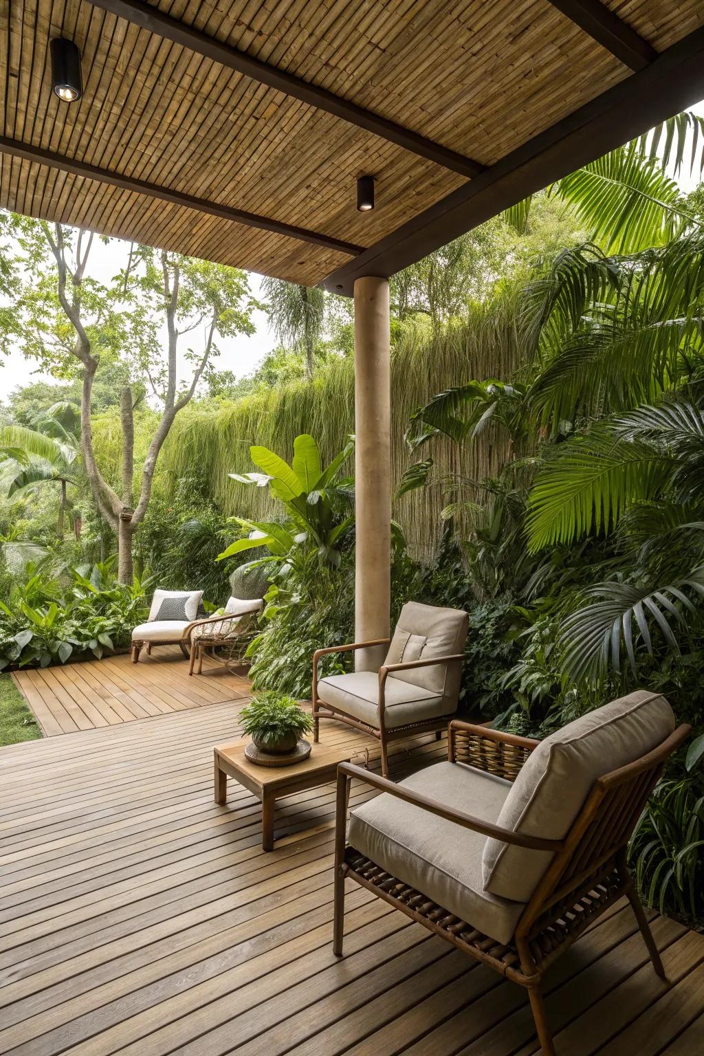 Bamboo flooring brings eco-friendly style to patios.