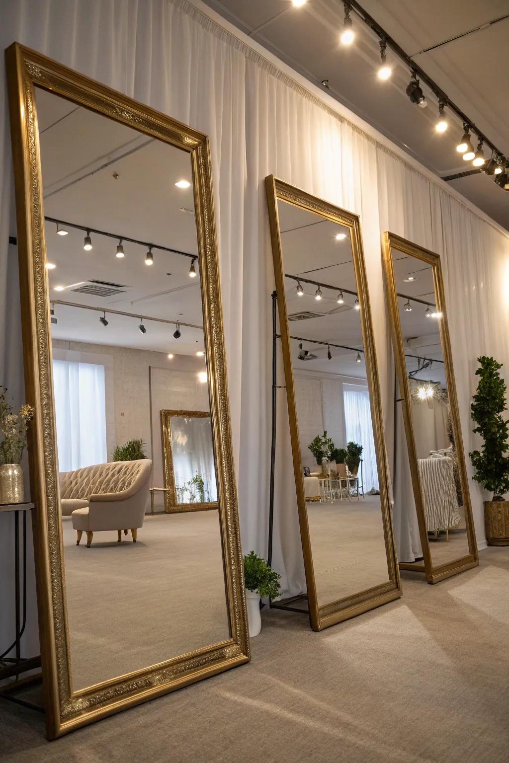 Mirrors amplify natural illumination and cultivate the illusion of increased space.