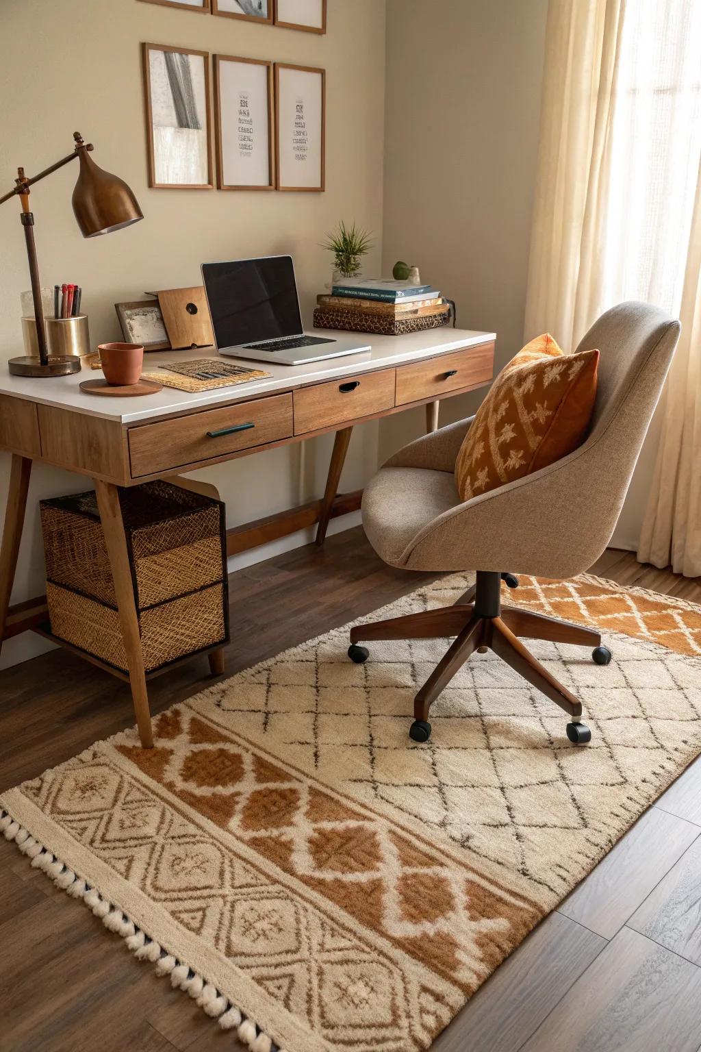 A soft rug that grounds the space and adds a cozy layer.