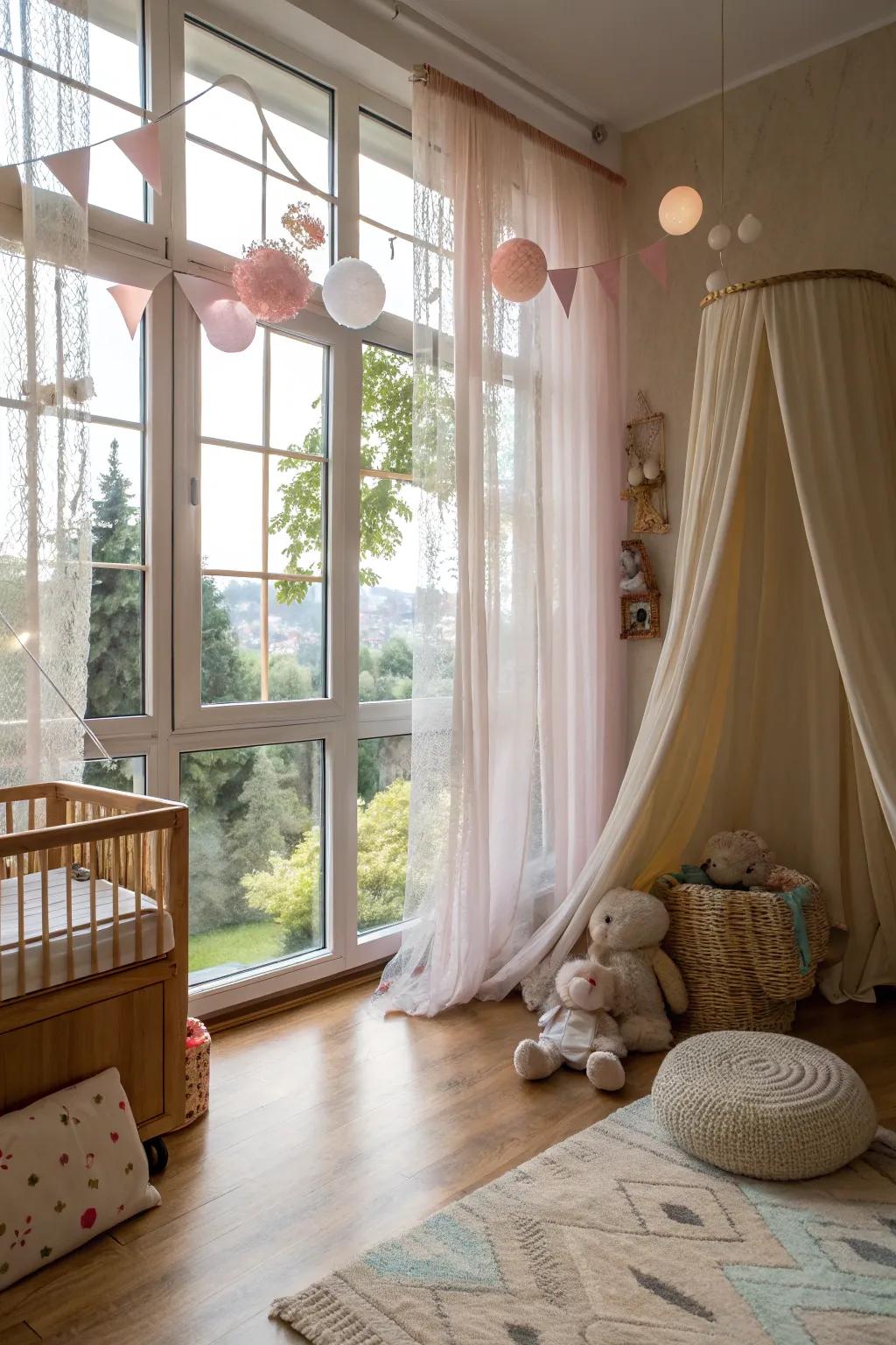A baby room with an emphasis on natural light.