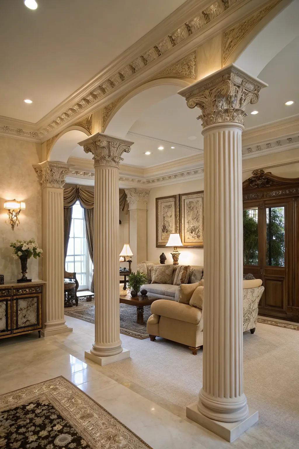Architectural attributes inject grandeur and focal points.