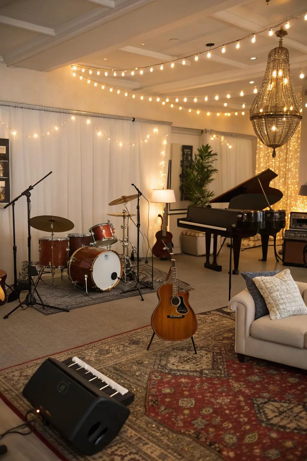 A melodic area theme fosters a harmonious and creative environment.