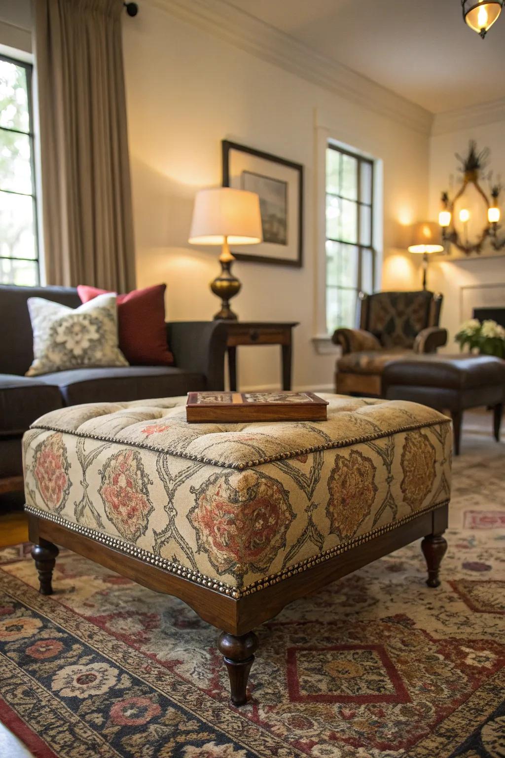 Classic ottoman bringing nostalgia to the space